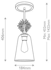 Quoizel STARING-MP-DG-CLEAR-Csillár rúdon STARING 1xE27/40W/230V átm. 18,4 cm arany/átlátszó