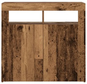 antik fa színű szerelt fa tálalószekrény LED-ekkel 80x35x75 cm