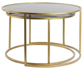 Aranyszínű kerek üveg dohányzóasztal szett 2 db-os ø 75 cm Duarte - Light &amp; Living