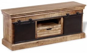 Tömör mangófa TV-szekrény 2 tolóajtóval 100x30x45 cm