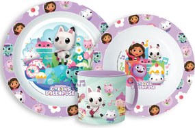 Gabi babaháza Kitty Magic étkészlet, micro műanyag szett bögrével 265 ml