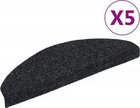 vidaXL 5 db öntapadós lépcsőszőnyeg 65 x 21 x 4 cm fekete, nagy félkör alakú