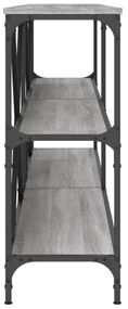 szürke sonoma szerelt fa és vas konzolasztal 200x30x75 cm