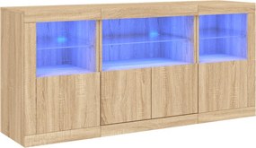 vidaXL sonoma tölgy színű tálalószekrény LED-ekkel 142,5 x 37 x 67 cm