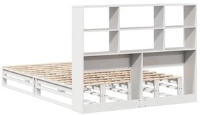 fehér tömör fa könyvespolcos ágy matrac nélkül 140 x 200 cm