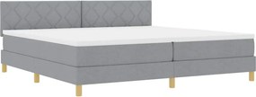 vidaXL LED Box Spring Ágy matracmal Világosszürke 200 x 200 cm szövet