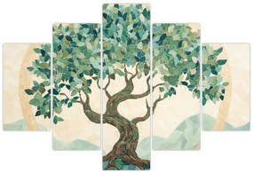 Kép – Elegáns mozaik fával (150x105 cm)