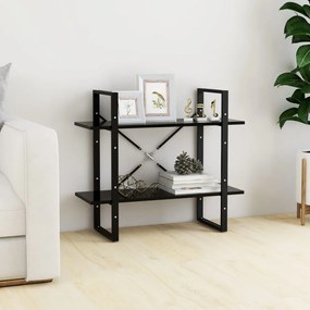 2-szintes fekete szerelt fa könyvszekrény 80 x 30 x 70 cm