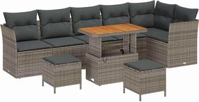 vidaXL Kerti Kanapé Szett 9 pcs Szürke polirattan