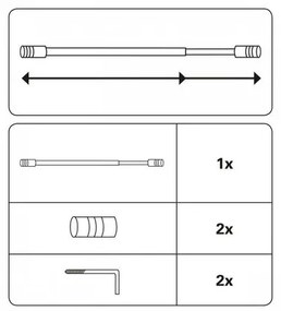 Kihúzható vitrázsrúd, 10 mm henger rozsdamentes acél, 80 - 110 cm, 80 - 110 cm