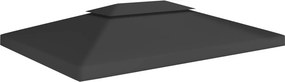 vidaXL fekete kétszintes pavilon-tetőponyva 310 g/m² 4 x 3 m