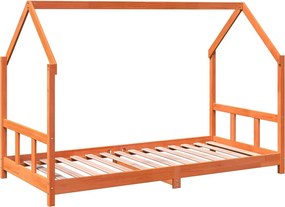 vidaXL viaszbarna tömör fenyőfa gyerekágykeret 90 x 190 cm