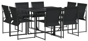 vidaXL 9 részes fekete textilén kerti étkezőgarnitúra