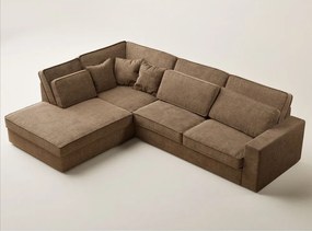 Világosbarna zsenília sarokkanapé (bal oldali-L alakú) Kirou – Maison de Rêve