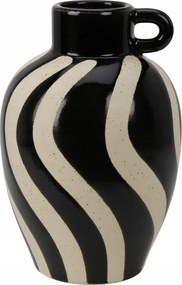 Kerámia váza füllel nagy csíkos különböző színekben 19x13cm 1db