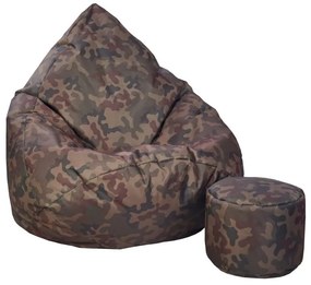 Babzsák lábtartóval army szövetből
