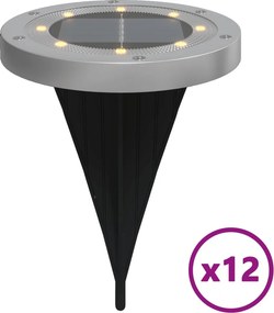 vidaXL 12 db meleg fehér napelemes kültéri talajlámpa tüskével