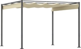 Outsunny Pergola kb. 3x3m-es Kerti Pavilon Mágneses Padlóval, Állítható Tetővel, Szabadonálló, UV Védelem 30+, Teraszra és Kertbe, Bézs | Aosom