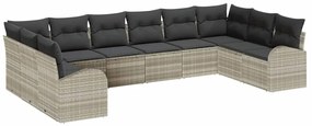 vidaXL Kanapé Szett párnával 10 pcs Világosszürke Polyrattan