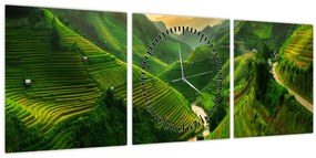 Kép - Mu Cang Chai rizsteraszok (órával) (90x30 cm)