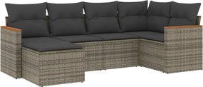 vidaXL 6 részes szürke polyrattan kerti ülőgarnitúra párnákkal