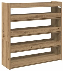 kézműves tölgy színű szerelt fa cipősszekrény 80x25x81 cm