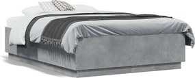 vidaXL betonszürke szerelt fa ágykeret 135 x 190 cm