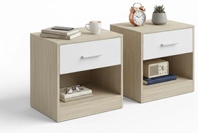 Éjjeliszekrények NOVERA szett 2 db 39x28 cm, bézs/fehér