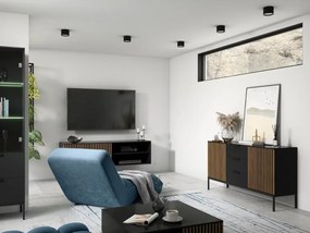 Komód MEORATI 150x40 cm, fekete/tölgy artisan