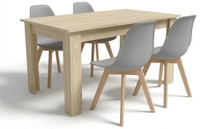Étkező garnitúra 1 + 4, UMEKO 120x80 cm asztal sonoma tölgy + szürke KITO szék