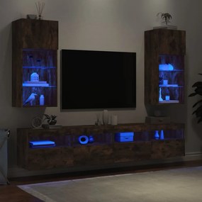2 db füstös tölgy színű TV-szekrény LED-ekkel 40,5 x 30 x 90 cm