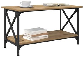 Dohányzóasztal kézműves tölgy 80 x 45 x 45.5 cm Faanyag