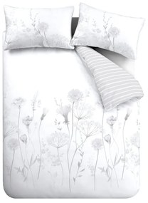 Meadowsweet Floral fehér-szürke ágyneműhuzat, 135 x 200 cm - Catherine Lansfield