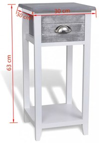 egyfiókos szürke/fehér éjjeliszekrény