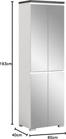 Shoelove 4 oldalajtós tükrös cipősszekrény fehér-szürke