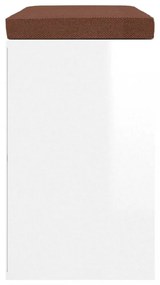 magasfényű fehér szerelt fa cipőtároló pad 100x35x45 cm