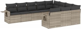 vidaXL 10 részes világosszürke polyrattan kerti ülőgarnitúra párnákkal