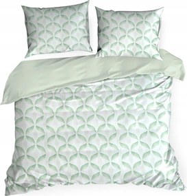 Szatén ágyneműhuzat 140x200 Geometrikus fehér/menta