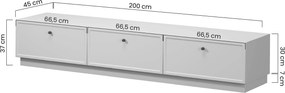 Lorini TV-szekrény 200 cm fiókokkal - kasmír / fekete T-bar fogantyúk