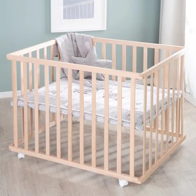 Natúr színű gurulós járóka 100x75 cm Jumbo Twins – Roba