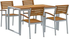 vidaXL Kert étkező szett 5 pcs Szürke Tömör Akácfa