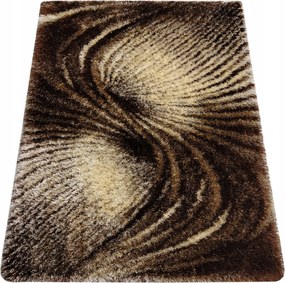 Szőnyeg 160x220 Hálószoba Nappaliba Shaggy Barna Bézs Hosszú Bozontos Haj