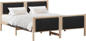 vidaXL Ágykeret fejtámlával Barna és fekete 160 x 200 cm Tömör fenyőfa