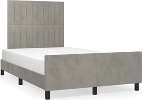 vidaXL világosszürke bársony ágykeret matrac nélkül 120x200 cm