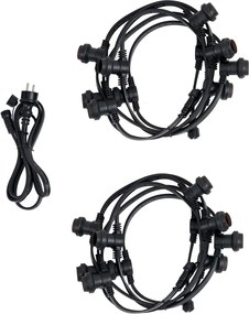 Összekapcsolható fekete fényfüzér dugóval 10m, E27 P45 20 izzóval, IP44 - Lubber