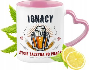 Ignác bögre rózsaszín, szív alakú füllel Kávés ajándék