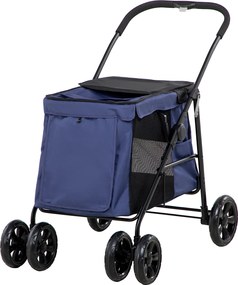 PawHut Kutya Babakocsi, Összecsukható Kutya Kocsi, Kutyás Trolley Párnával, Macska Kocsi 20 kg-ig, Macska Kocsi Kis és Közepes Kutyák Számára Oldalsó