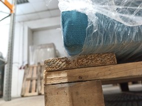 AKCIÓ Kék kihúzható sarok kanapé ZENOVA 220x140 cm, kétoldalas II. osztály