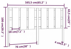 fekete tömör fenyőfa ágyfejtámla 165,5 x 4 x 100 cm