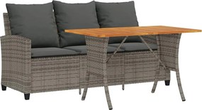 vidaXL 3 személyes szürke polyrattan kerti kanapé asztallal&párnával